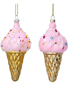 Gisela Graham Set of 2 Ice-cream Hanging Christmas Tree Decorations
